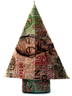 money origami christmas tree