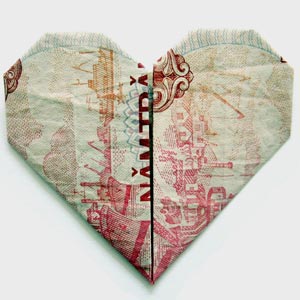 simple money origami heart