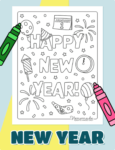 New Year Coloring Pages