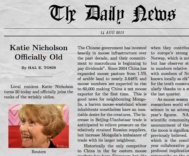 newspaper generator screenshot