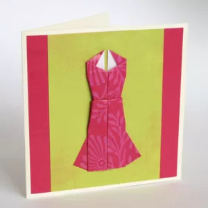 origami evening dress card