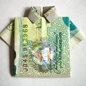 money origami shirt