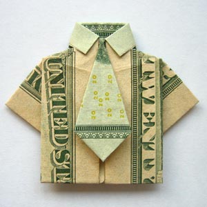 money origami shirt and tie