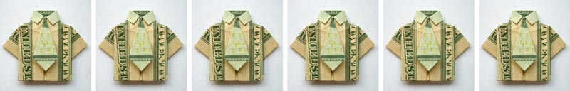 money origami shirt and tie
