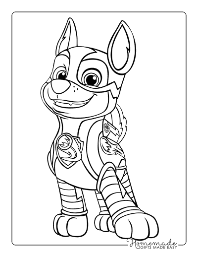 Paw Patrol Coloring Chase Mighty Pups