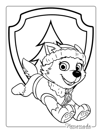 Paw Patrol Coloring Everest and Badge