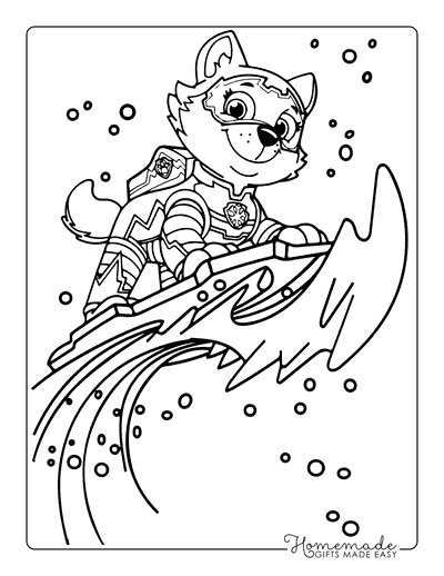 Paw Patrol Coloring Everest Mighty Pups Surfing