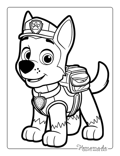 Paw Patrol Coloring Pages Chase Standing Proudly