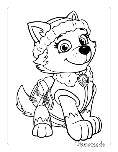 Paw Patrol Coloring Pages Everest Sitting Proudly