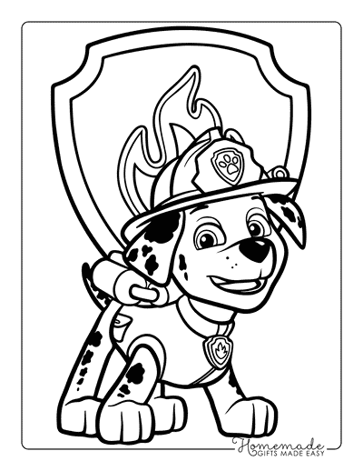 Paw Patrol Coloring Pages Marshall and Badge