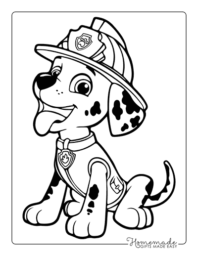 Paw Patrol Coloring Pages Marshall Sitting Panting