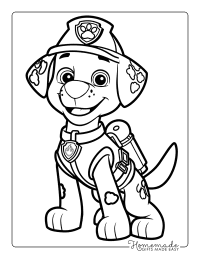 Paw Patrol Coloring Pages Marshall Standing Proudly