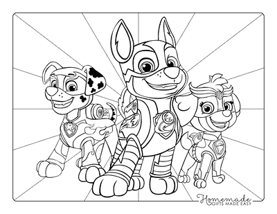 Paw Patrol Coloring Pages Mighty Pups Chase Skye Marshall