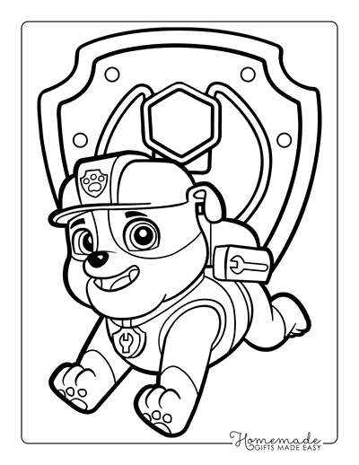 Paw Patrol Coloring Pages Rubble and Badge