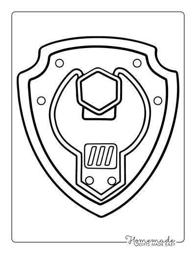 Paw Patrol Coloring Pages Rubble Badge