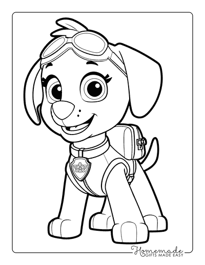 Paw Patrol Coloring Pages Simple Skye Smiling