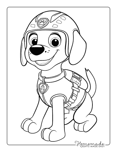Paw Patrol Coloring Pages Zuma Standing Proudly