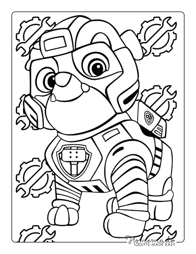 Paw Patrol Coloring Rubble Mighty Pups