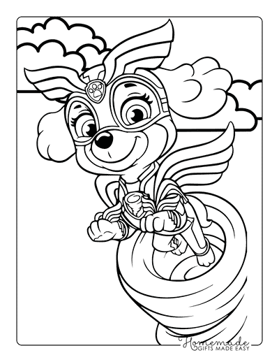 Paw Patrol Coloring Skye Mighty Pups Tornado