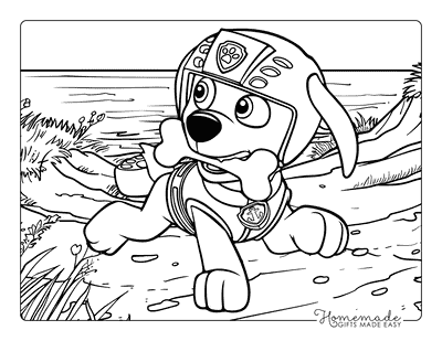 Paw Patrol Coloring Zuma Running With Bone
