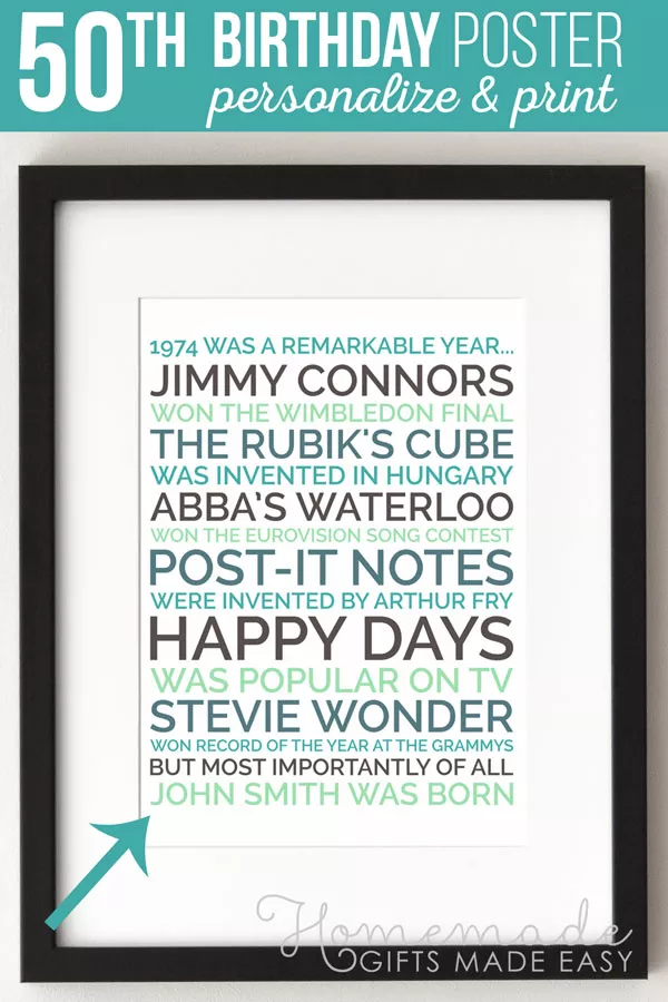 Create a unique 50th birthday poster gift