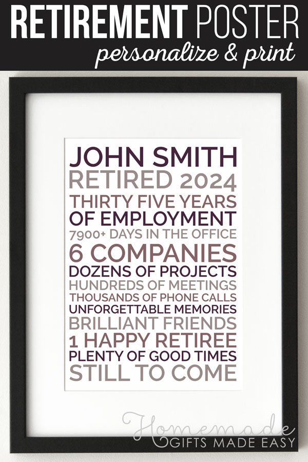 Create a personalized poster retirement gift