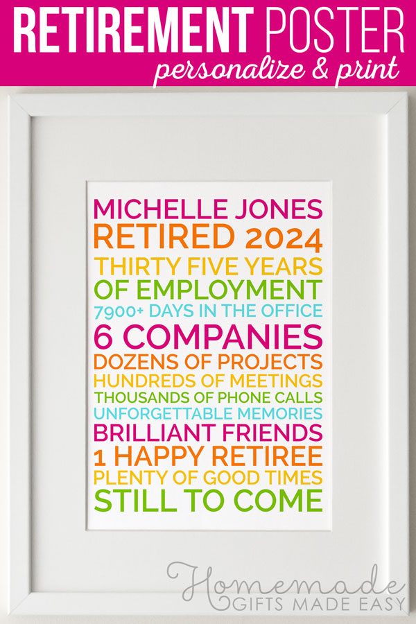 Create a personalized poster retirement gift