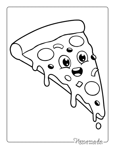 Pizza Coloring Pages Easy Cute Excited Pizza Slice Coloring Page
