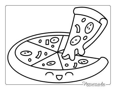 Pizza Coloring Pages Easy Cute Kawaii Pizza Cheese Pull