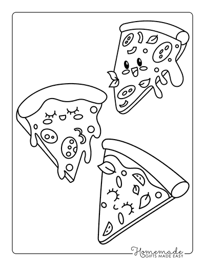 Pizza Coloring Pages Easy Kawaii Pizza Slice Friends to Color