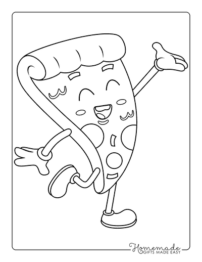 Pizza Coloring Pages Easy Retro Style Happy Pizza Slice to Color