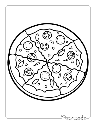 Pizza Coloring Pages Easy Whole Pizza to Color With Pepperoni and Tomato