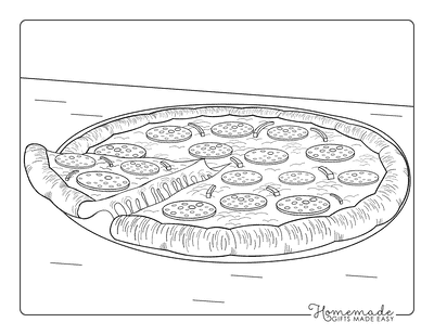 Pizza Coloring Pages Realistic Pizza Drawing With Gooey Cheese
