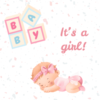 Printable Baby Cards Its a Girl Pastel Pink