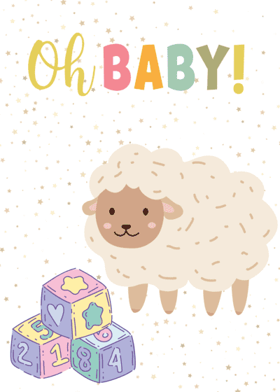 Printable Baby Cards Oh Baby Cute Baby With Blocks