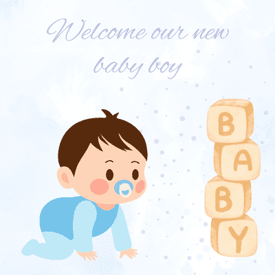 Printable Baby Cards Welcome Baby Boy Pastel Blue