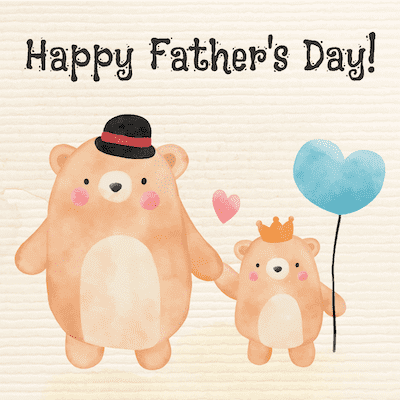 Printable Fathers Day Cards Watercolor Papa Baby Bear