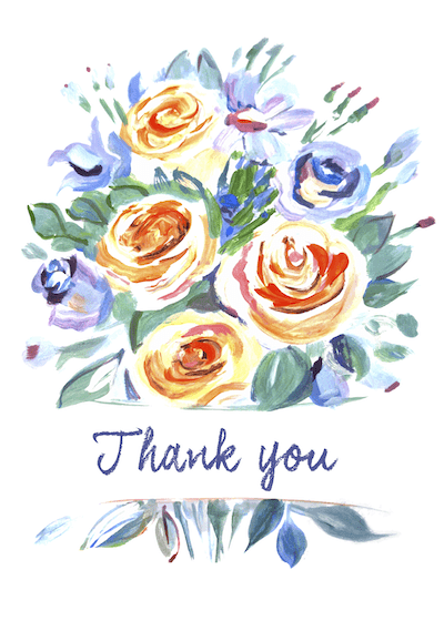 Printable Thank You Cards Bouquet Roses