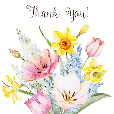 Printable Thank You Cards Watercolor Bunch Flowers