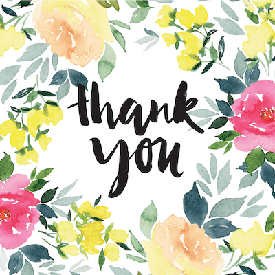 Printable Thank You Cards Watercolor Flower Border