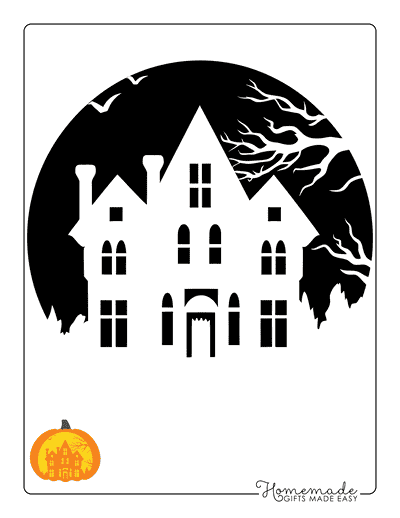 Pumpkin Carving Stencils Challenging Haunted House Mansion