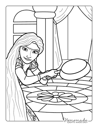 Rapunzel Coloring Pages Cute Easy Rapunzel Drawing Frying Pan Tangled Coloring Page