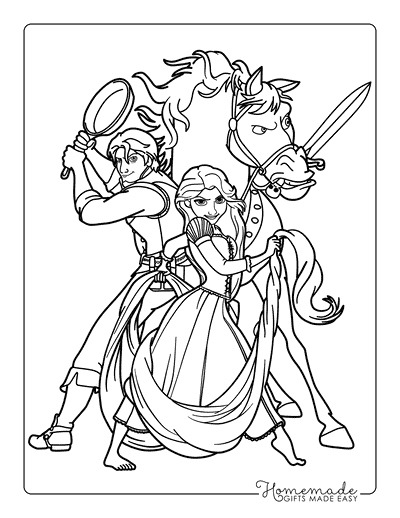 Rapunzel Coloring Pages Cute Easy Rapunzel Flynn Maximus Coloring Page