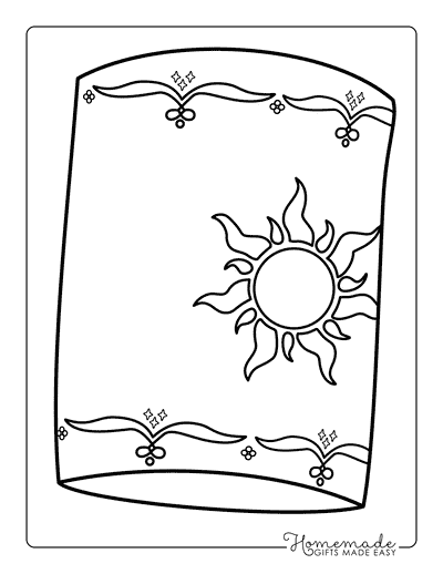 Rapunzel Coloring Pages Easy Lantern Outline Tangled Coloring Page