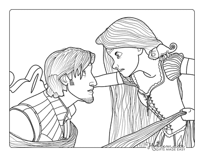 Rapunzel Coloring Pages Easy Rapunzel and Pascal Interrogating Flynn Tangled Coloring Page