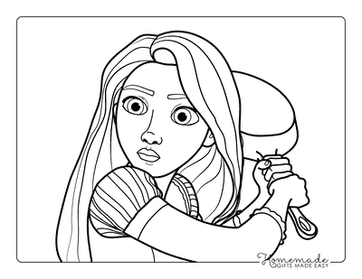 Rapunzel Coloring Pages Easy Rapunzel Holding Frying Pan Tangled Coloring Pages