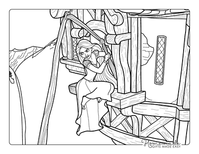 Rapunzel Coloring Pages Easy Rapunzel Sitting on Tower Ledge Tangled Coloring Pages