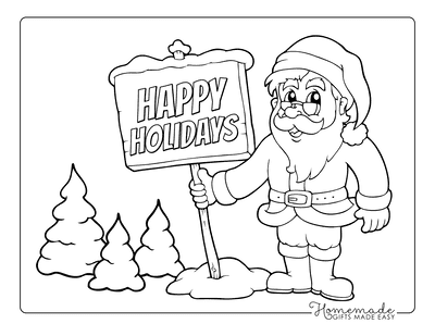 Santa Coloring Pages Father Christmas Merry Christmas Sign