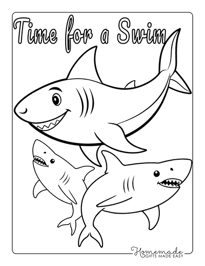 Shark Coloring Pages Time for a Swim Baby Shark