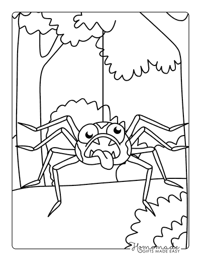Spider Coloring Pages Easy Silly Spider Hanging From Web